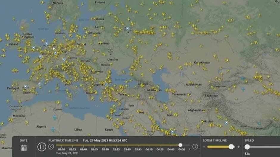 Bloqueo al espacio aéreo bielorruso por parte de la UE tras el secuestro de un avión comercial para detener a un periodista