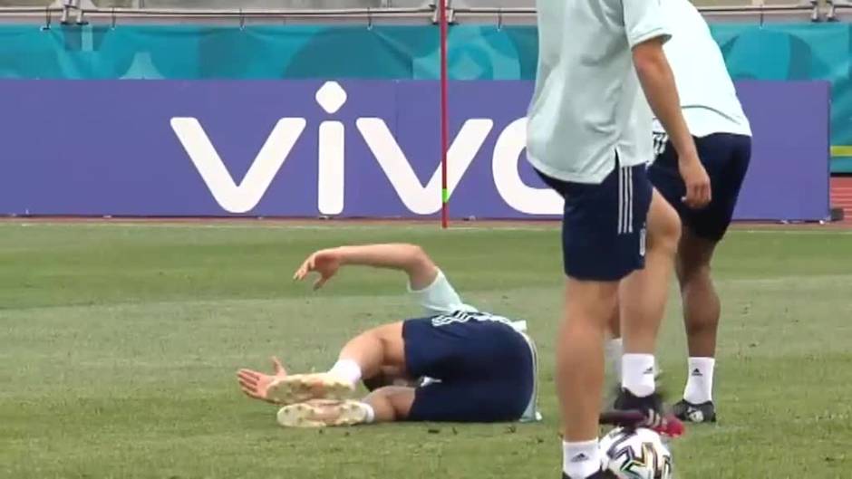 Buen ambiente en el entrenamiento de la selección la víspera de los cuartos ante Suiza