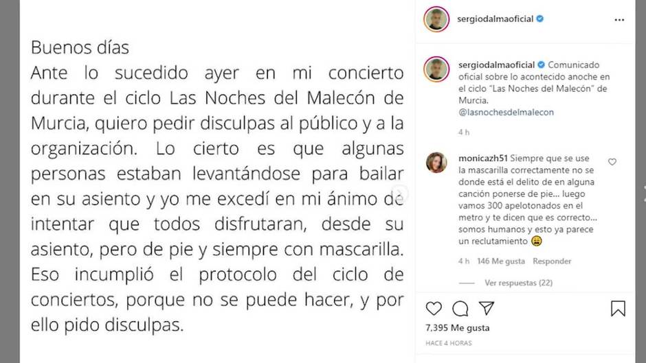 Sergio Dalma pide disculpas "al público y a la organización"