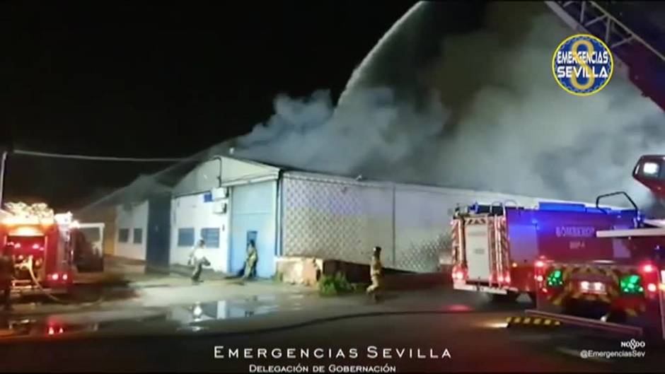 Aparatoso incendio en un polígono industrial sevillano