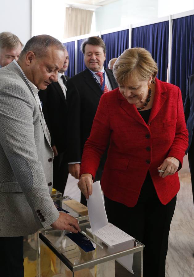 Angela Merkel en el Congreso del PPe en Madrid. 