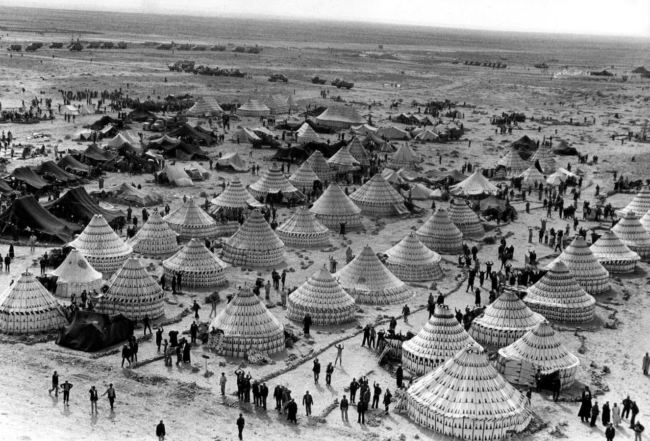 40 años de la Marcha Verde, en imágenes. Vista aérea del campamento de la Marcha Verde