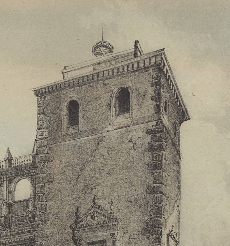 Detalle del torreón NO del Alcázar con el telégrafo óptico de Mathé