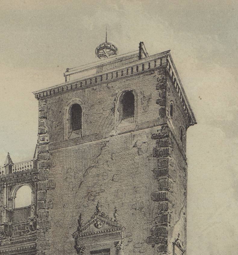 Detalle del torreón NO del Alcázar con el telégrafo óptico de Mathé. 