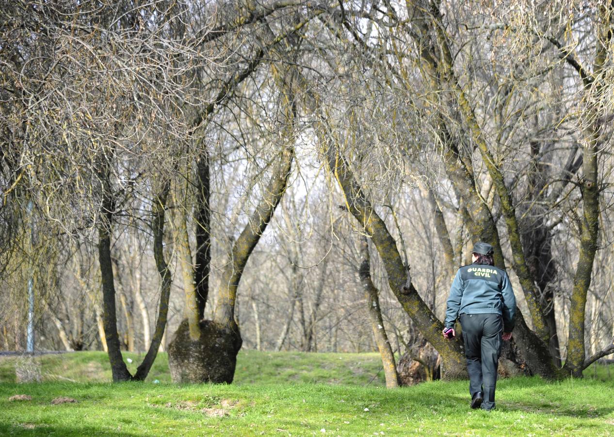 10.. Agentes de la Guardia Civil rastrean los alrededores del río Guadarrama