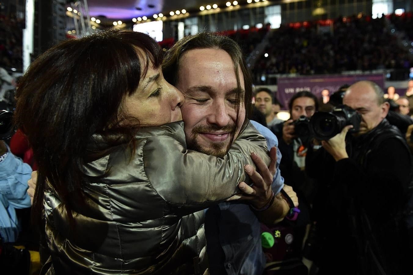 Pablo Iglesias, en la Caja Mágica en Madrid durante el mitin de hoy de la campaña para las elecciones generales del 20D