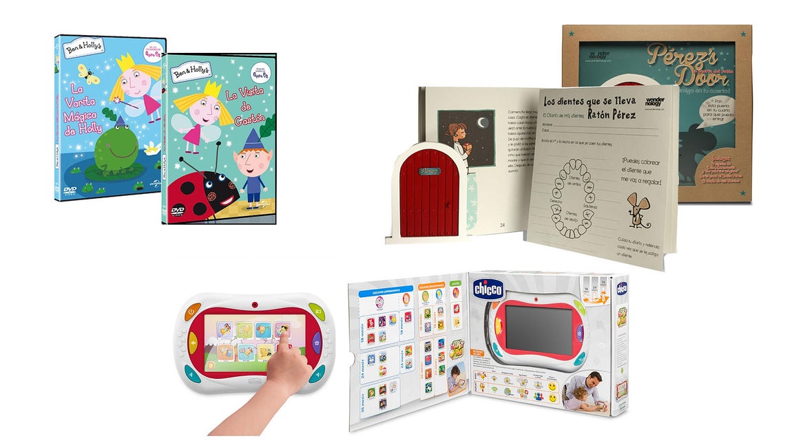 Una de las series más exitosas entre el público infantil, de los creadores de Peppa Pig, ofrece sus nuevas aventuras en DVD «La Varita Mágica de Holly» y «La Visita de Gaston» con 11 capítulos cada una para poder disfrutar y que pasen un rato de lo más entretenido. Esta pequeña puerta nos ha cautivado. Y es que no sólo es muy decorativa sino que es una forma original y divertida de rememorar uno de los mejores recuerdos de la infancia...¡la llegada del ratoncito Pérez! Y para los más pequeñines un poco de «tecnología» educativa de la mano de Chicco con esta Happy Tab, una tableta evolutiva desde los 18 meses a los 6 años. 