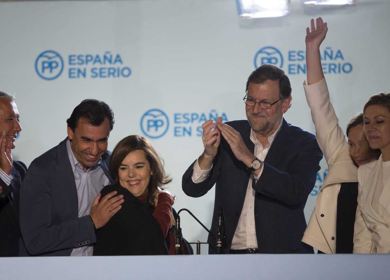 «Este partido sigue siendo una vez más la primera fuerza política de España», ha dicho el presidente del Gobierno, Mariano Rajoy tras conocerse los resultados. 