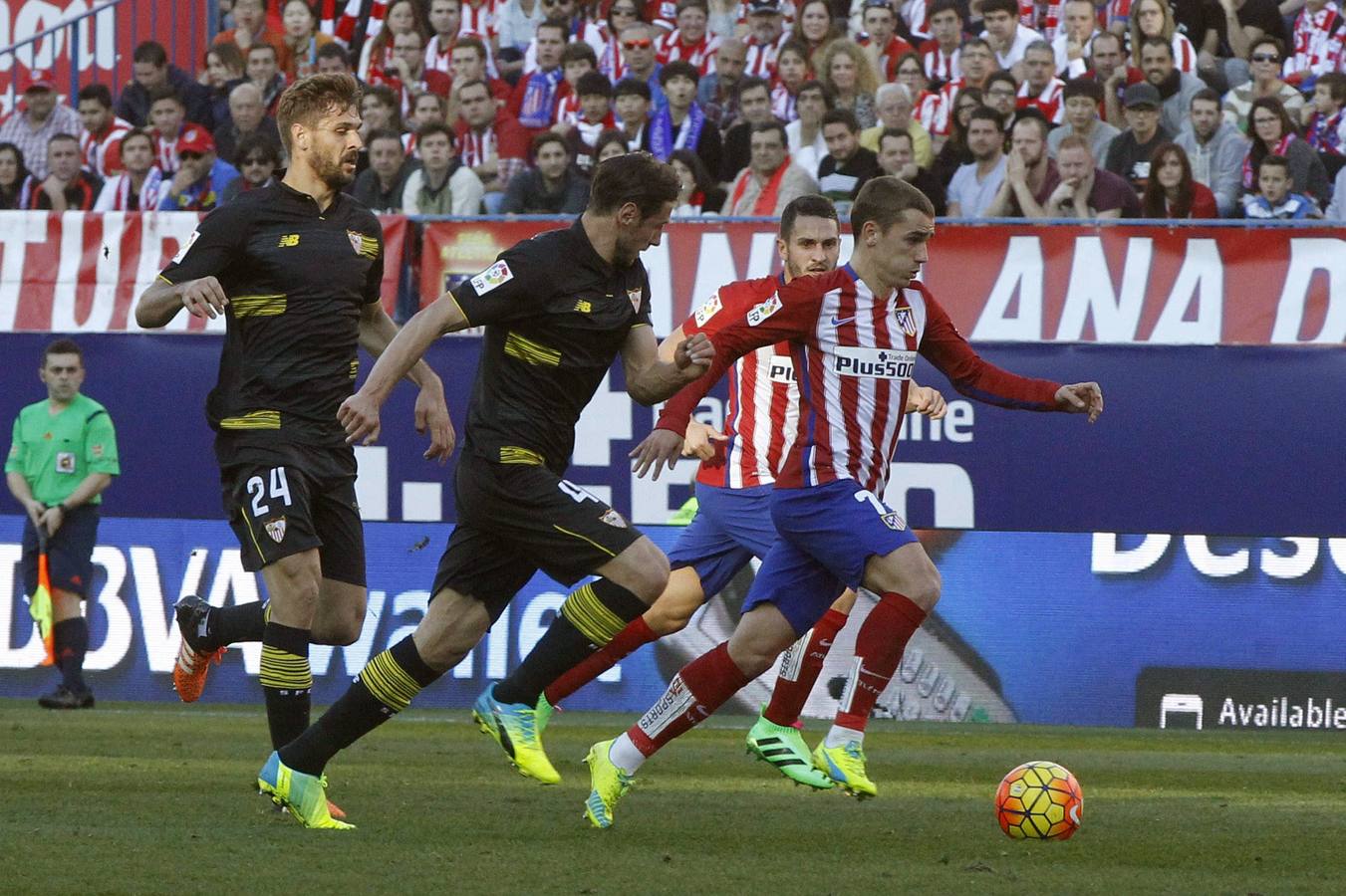 Predominó la presión alta de los dos equipos y los errores en las entregas, aunque a raíz de la expulsión de Vitolo los de Simeone llevaron la voz cantante