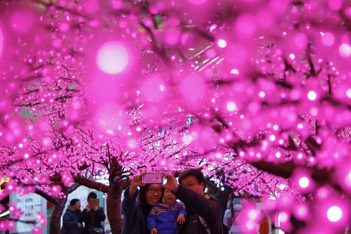 Una familia se hace una foto en. 
