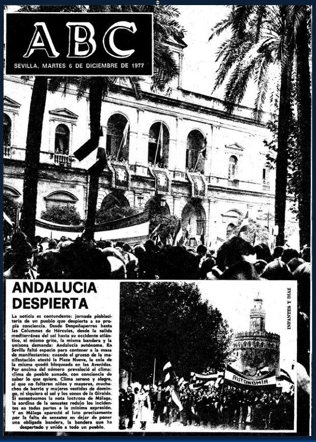 Portada del ABC de Sevilla el día después de la manifestación. «Andalucía despierta» fue el titular del día