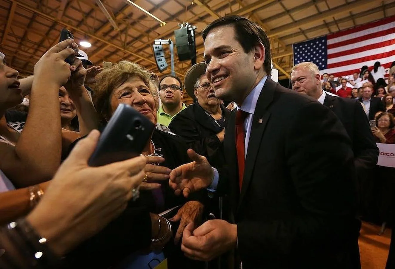 Marco Rubio, candidato republicano a la presidencia, durante un acto de campaña en Miami, Florida