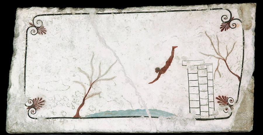 Un fresco rescatado de las ruinas, en la exposición del Museo de Nápoles. 