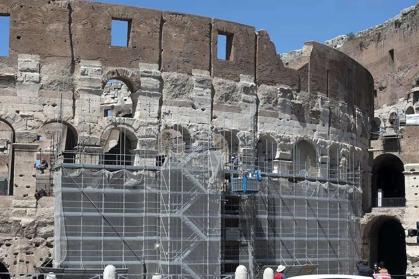 Uno de los últimos andamios que se han podido ver en el Coliseo. 
