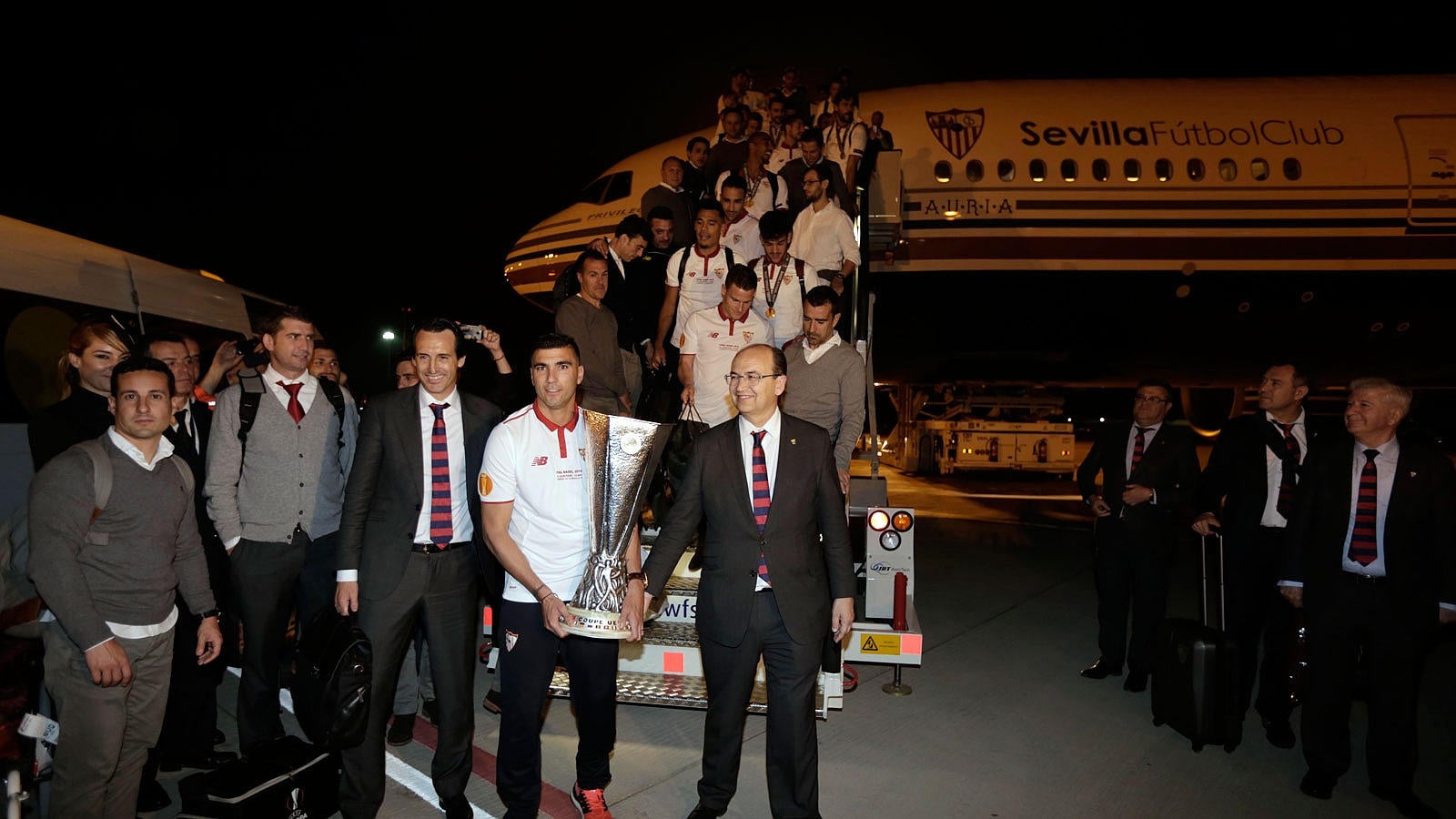 El Sevilla llega a la ciudad con la Europa League