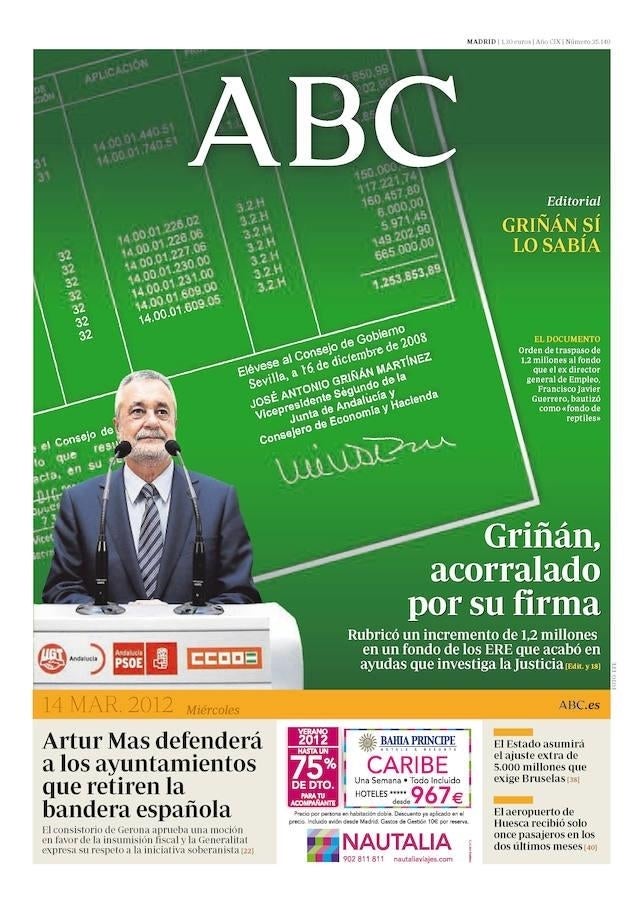 14 de marzo de 2012. Griñán, acorralado por su firma