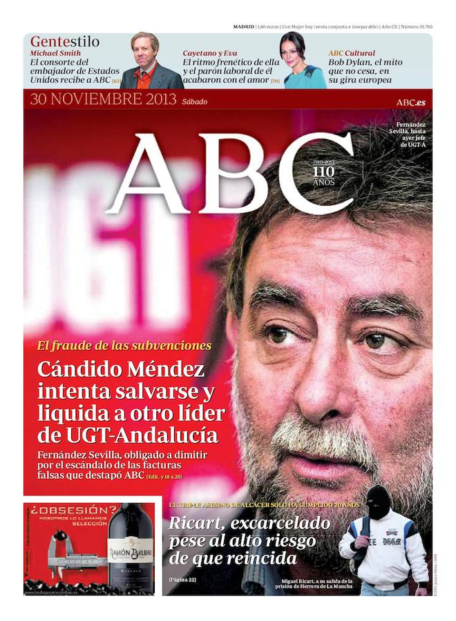 30 de noviembre de 2013. Cándido Méndez intenta salvarse y liquida a otro líder de UGT-Andalucía