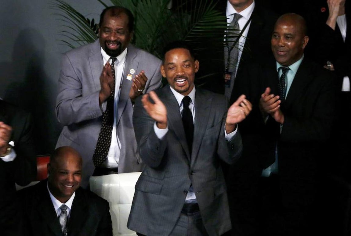Will Smith, durante el funeral. 