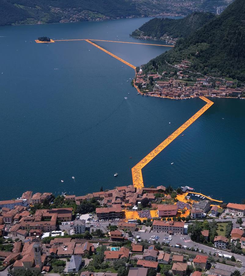 Vista aérea. Versión panorámica de la obra creada por Christo