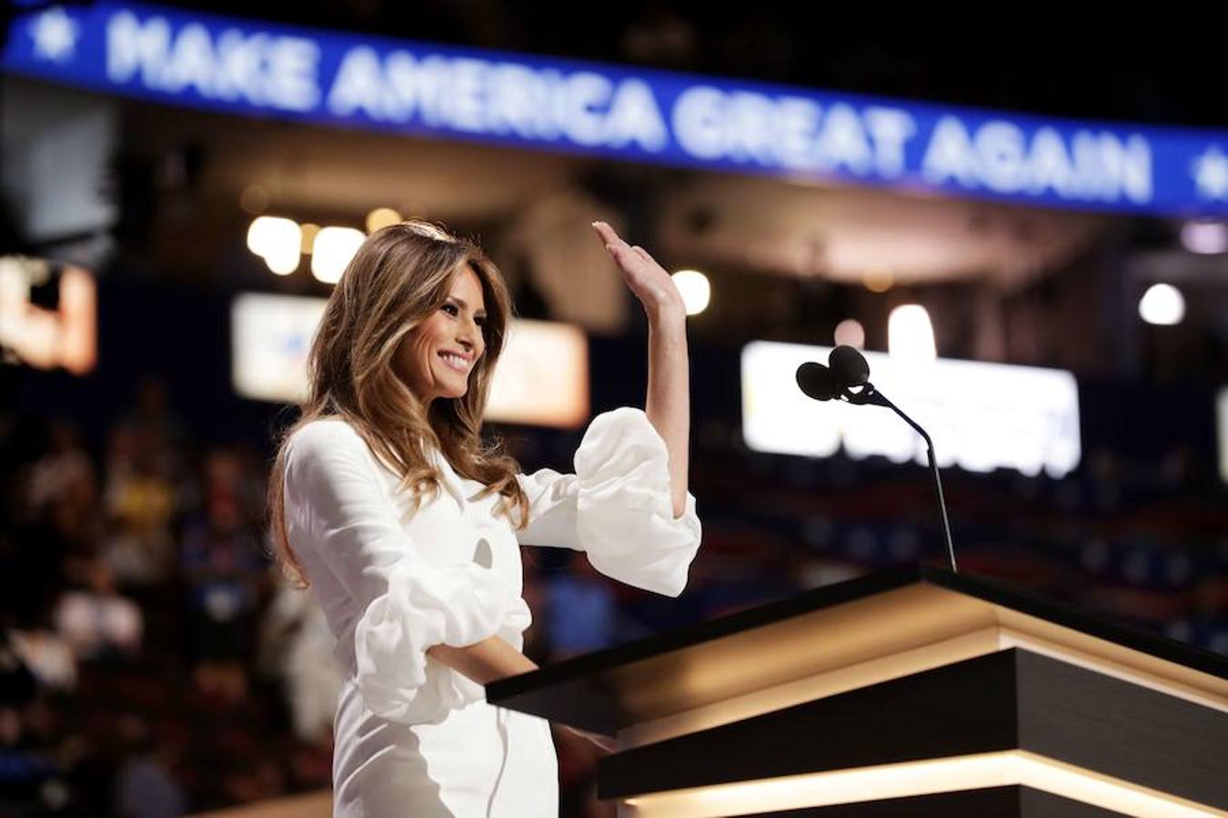 Melania Trump durante su intervención en la convención. 