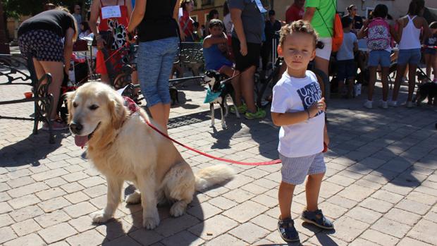 Un niño posa con su mascota