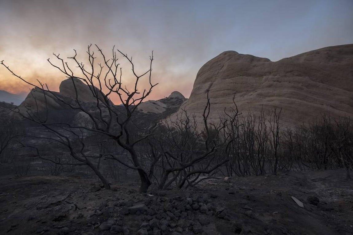 El lento avance de los bomberos para sofocar el descontrolado incendio de California