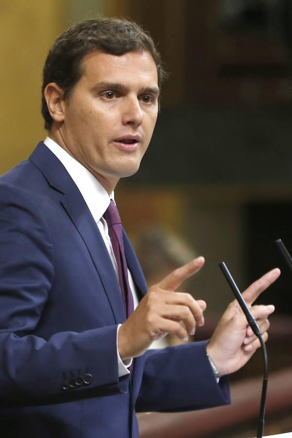 La intervención de Rivera se centra en la idea del «cambio» y las «reformas». Rivera, además, afirma que el acuerdo entre su partido y el PP es garantía de «estabilidad». Aún así, no escatima en críticas a la gestión del Ejecutivo de Mariano Rajoy en aspectos como la reforma laboral