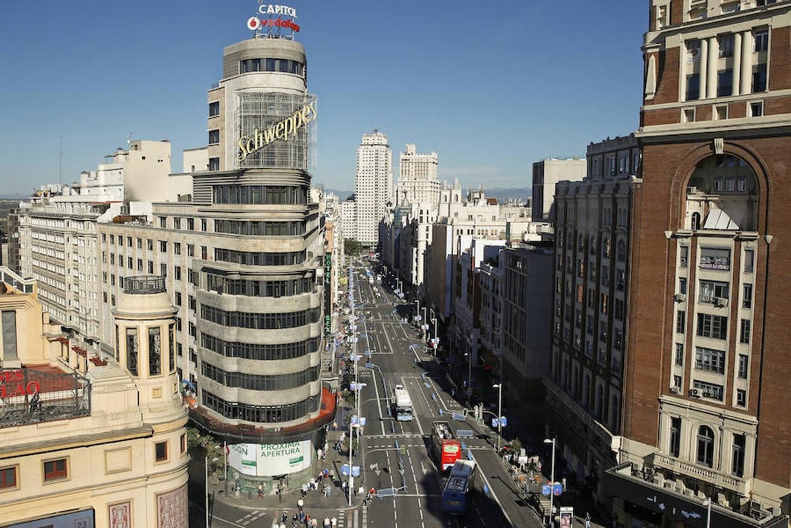 Imagen aérea de la Gran Vía. 