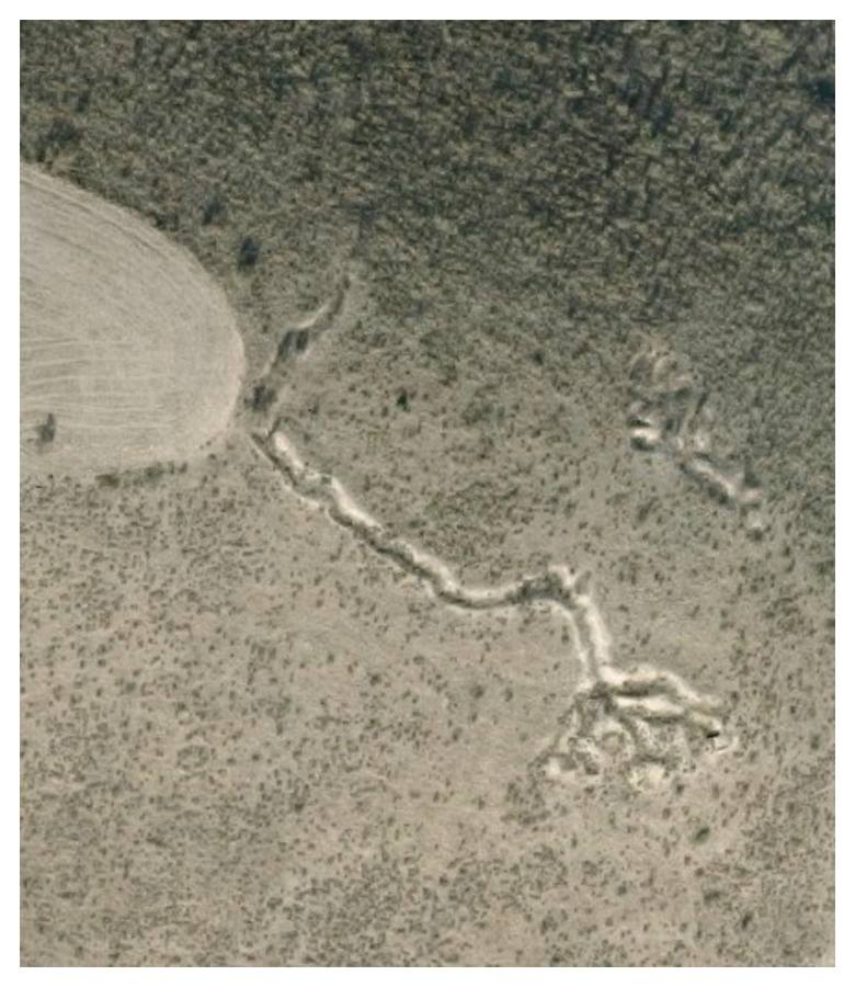 Fragmentos de trincheras en el Cerro de los Palos. (Google Earth). 