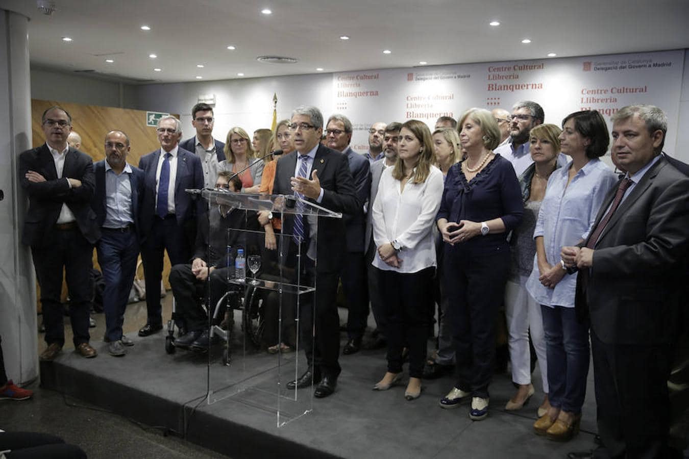El exconseller durante la rueda de prensa que ha ofrecido hoy en la delegación de la Generalitat en Madrid, tras prestar declaración durante dos horas ante el Tribunal Supremo 