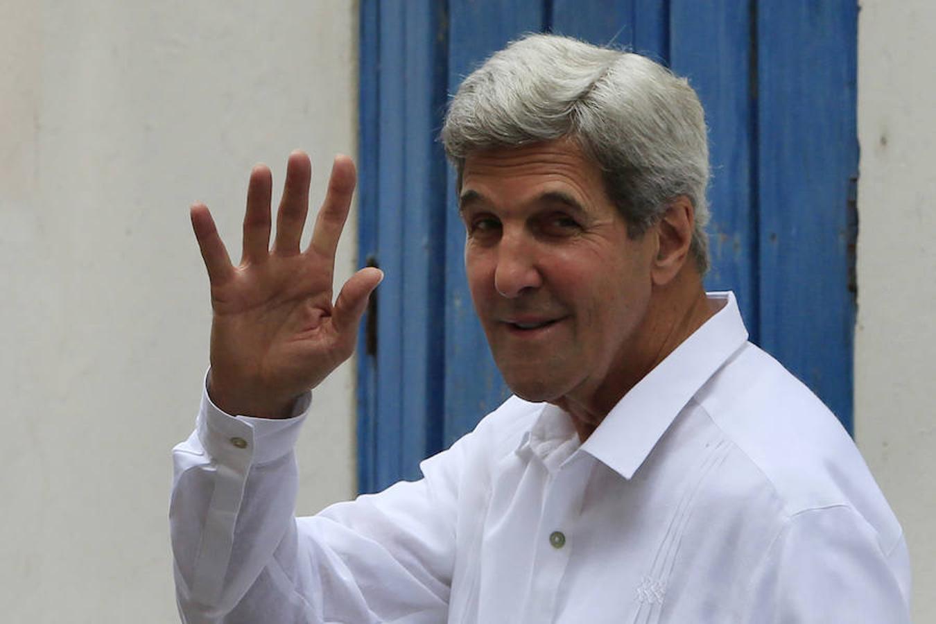 El secretario de Estado de Estados Unidos, John Kerry, a su llegada a la ceremonia oficial 