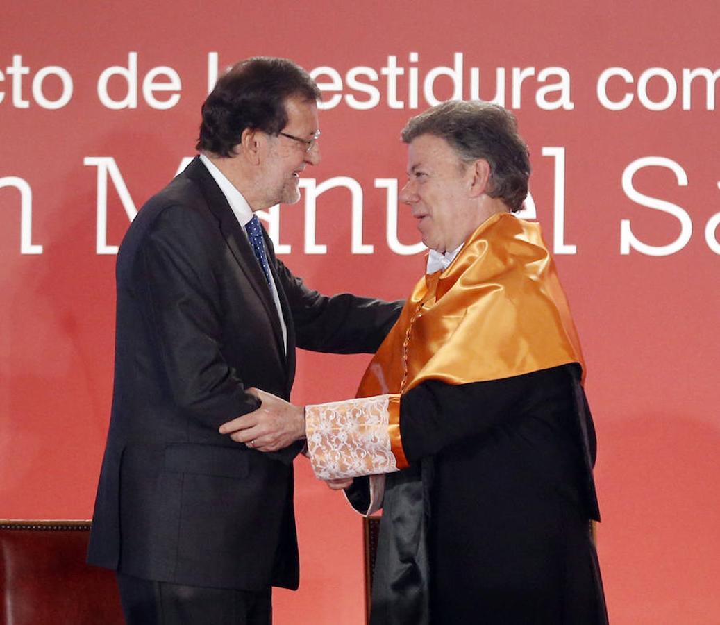 Juan Manuel Santos, Premio Nobel de la Paz 2016, en imágenes. Contó con el padrinazgo del propio Mariano Rajoy, presidente del Gobierno en funciones