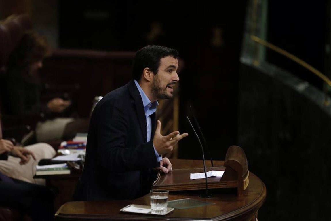 Alberto Garzón durante su intervención en el debate.. 