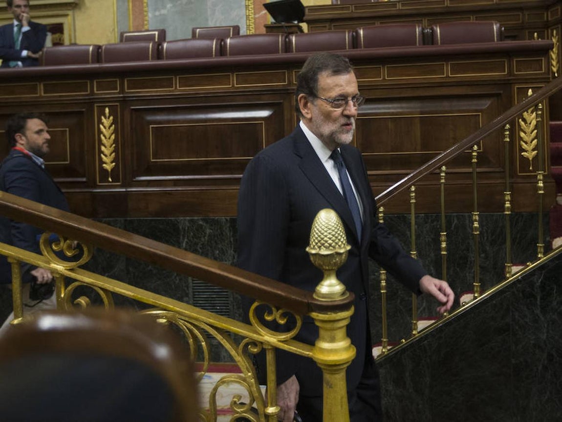 Rajoy en uno de los momentos del debate.. 
