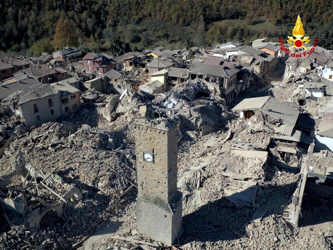 Destrucción en Amatrice. 