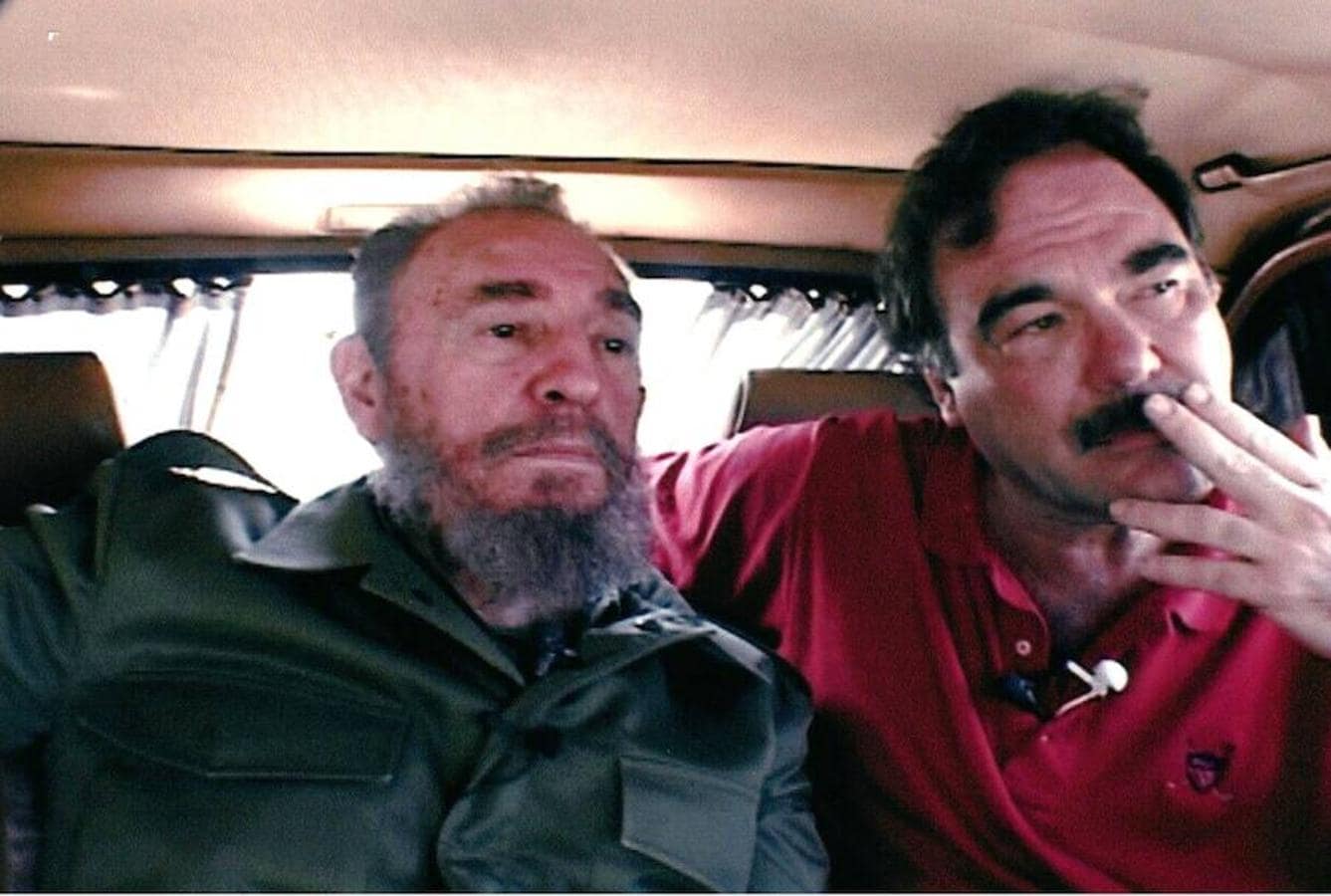 Momento del rodaje de la película que el director Oliver Stone realizó sobre el líder cubano, en 2004