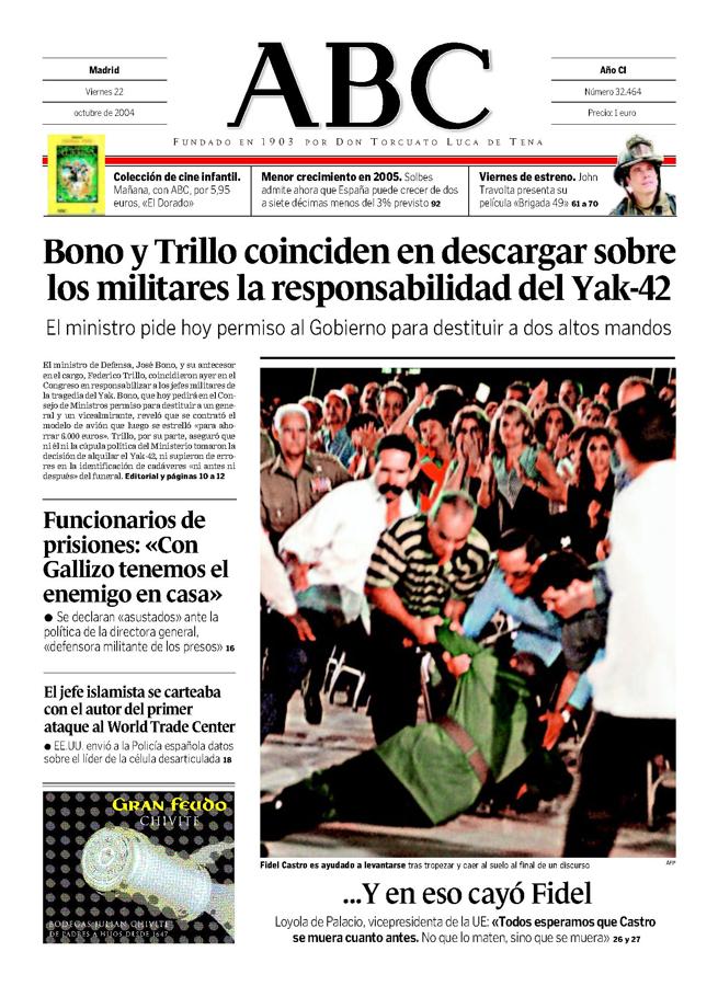 Portada de ABC del 22 de octubre de 2004. 