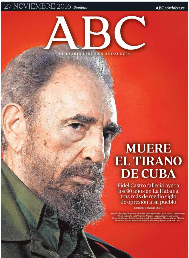 Portada de ABC del 27 de noviembre de 2016. 