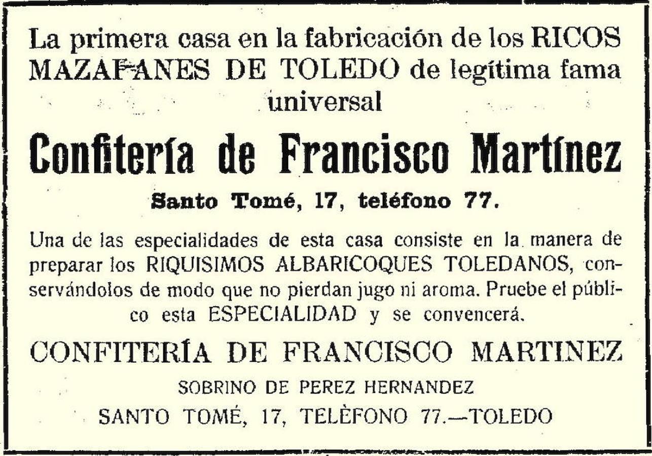 Mazapanes y albaricoques, dos productos publicitados en 1917. 