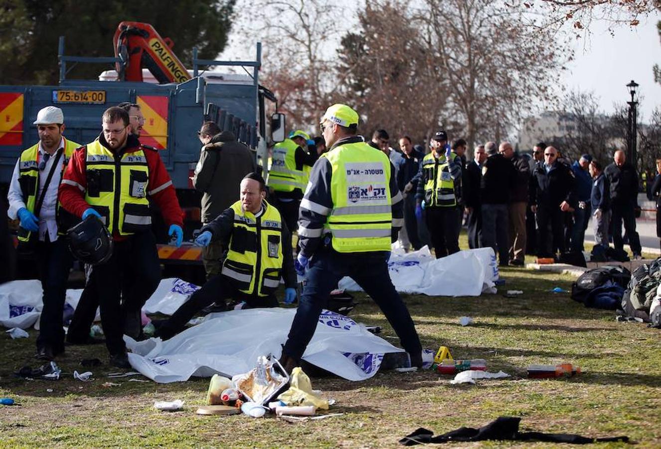 Las imágenes tras el atropello en Jerusalén en el que han muerto cuatro personas