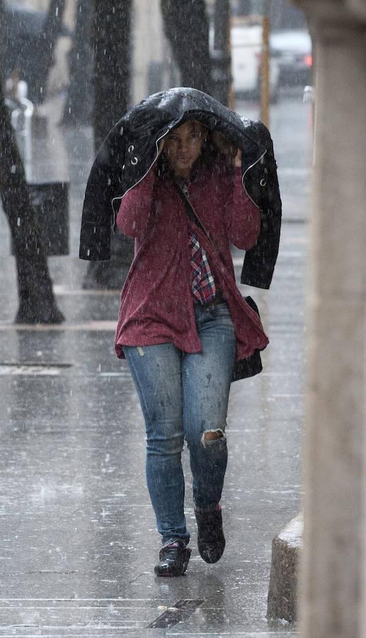 Fuertes lluvias en las calles de Orense. 