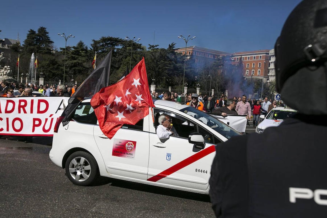Los taxistas también han llevado a cabo una huelga en Madrid. 