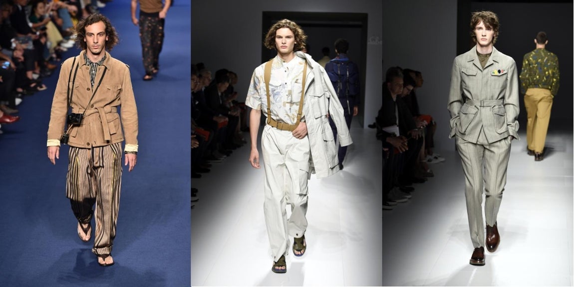Boy Scouts. Pantalones cargo, chaquetas con cinturón, camisas de manga corta con bolsillos y colores tierra como paleta cromática predominante, son la clave de esta tendencia que sin duda sacará tu lado más aventurero. Salvatore Ferragamo, Chanel o Etro proponen añadir detalles como insignias colgadas, tirantes o pañuelos anudados al cuello para otorgar un plus de personalidad a este tipo de estilismos.