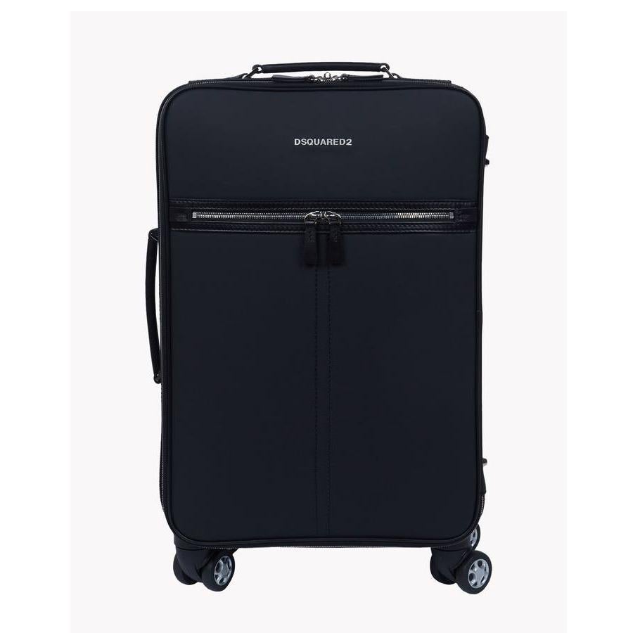 Maleta D2 de tela en color negro con detalle de cremallera en piel (1.855€)