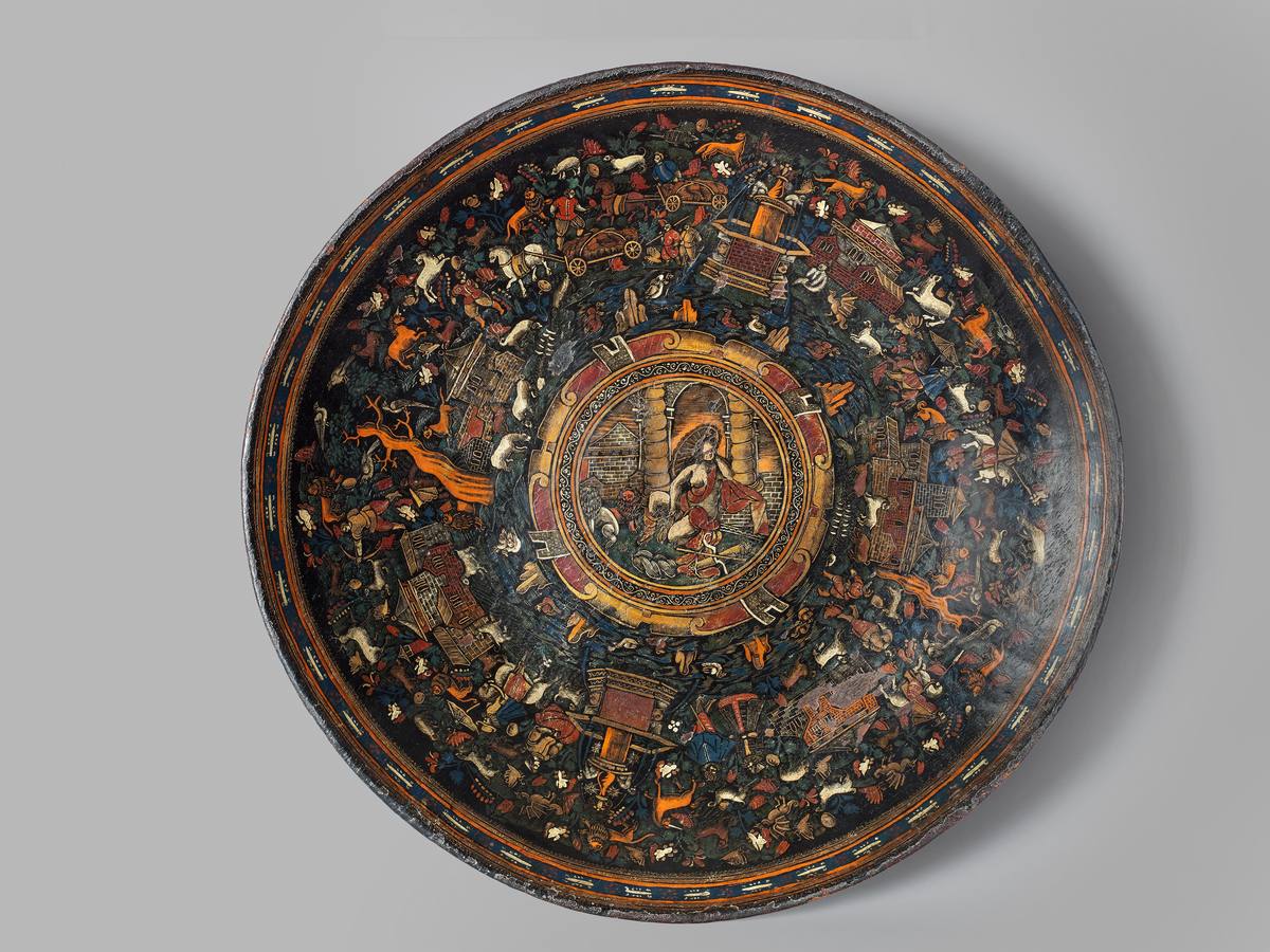 Batea. Peribán, Michoacán, México.Laca mexicana sobre madera, h. 1650. 