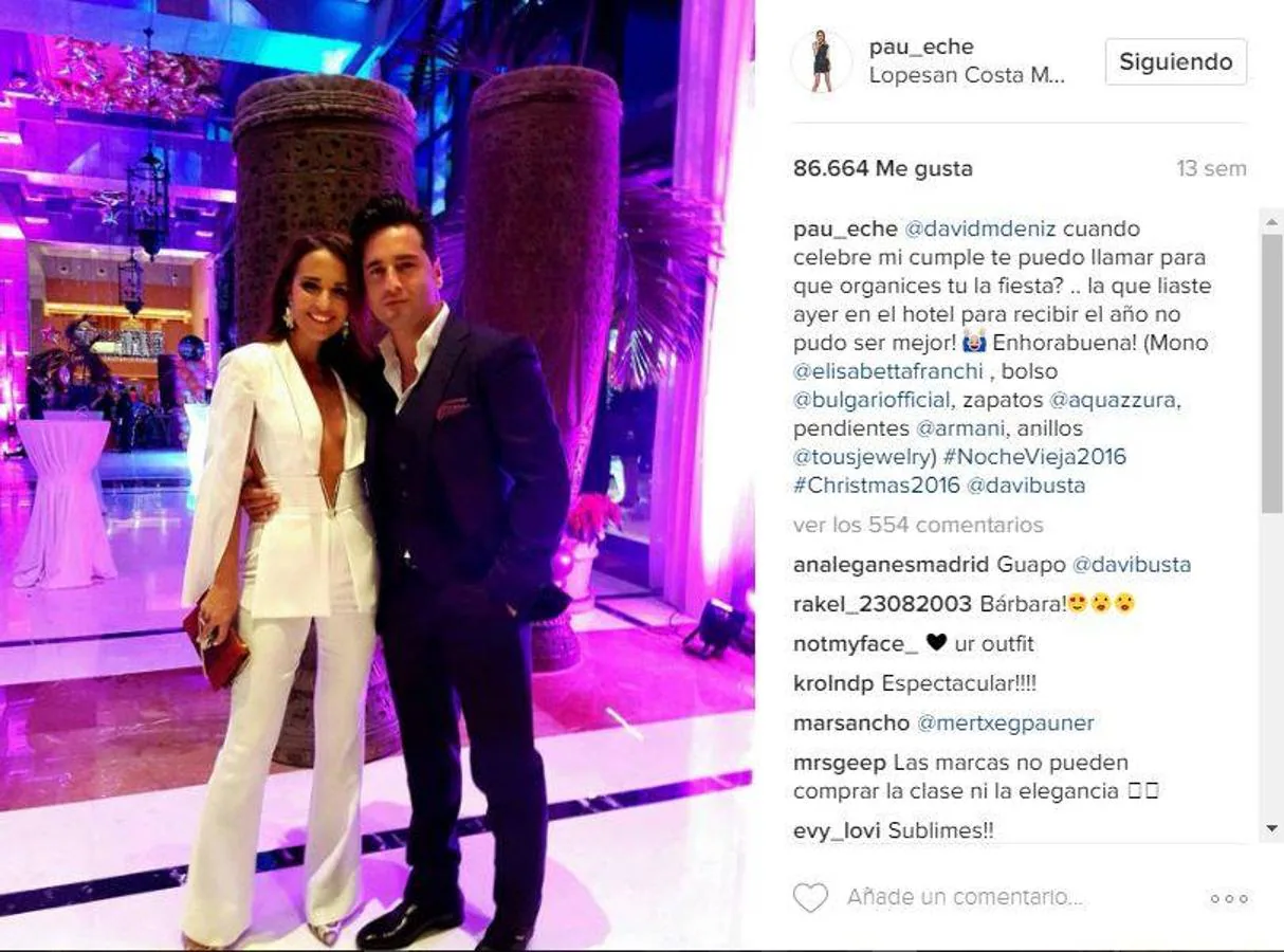 La actriz publicaba una imagen junto a su marido en el hotel Lopesan Costa Meloneras de Las Palmas, en el que celebraron la llegada del 2017