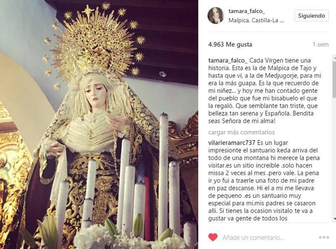 Tamara Falcó. Fiel devota, la hija de Isabel Preysler ha dedicado estos días a seguir muy de cerca las procesiones de Semana Santa