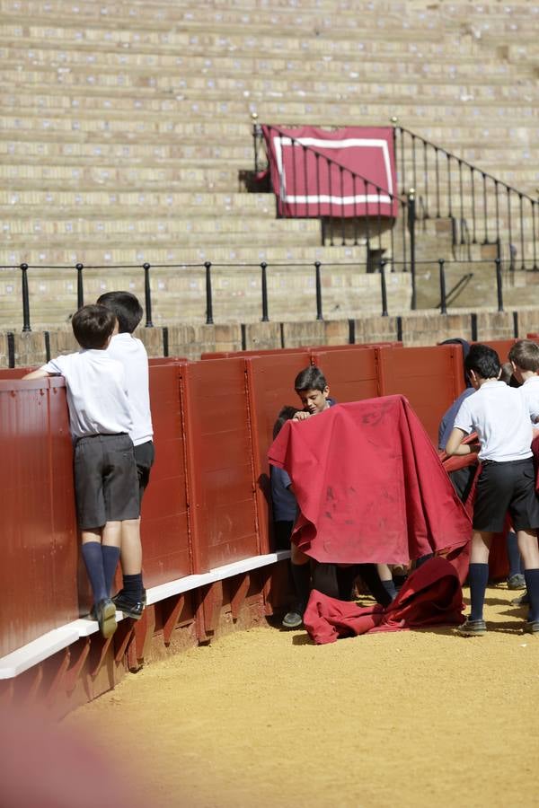 Los niños disfrutan del toreo de salón en la Maestranza