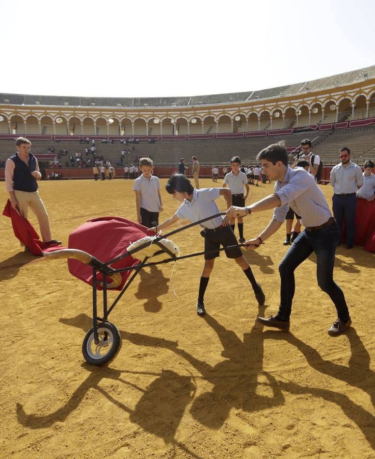 Los niños disfrutan del toreo de salón en la Maestranza