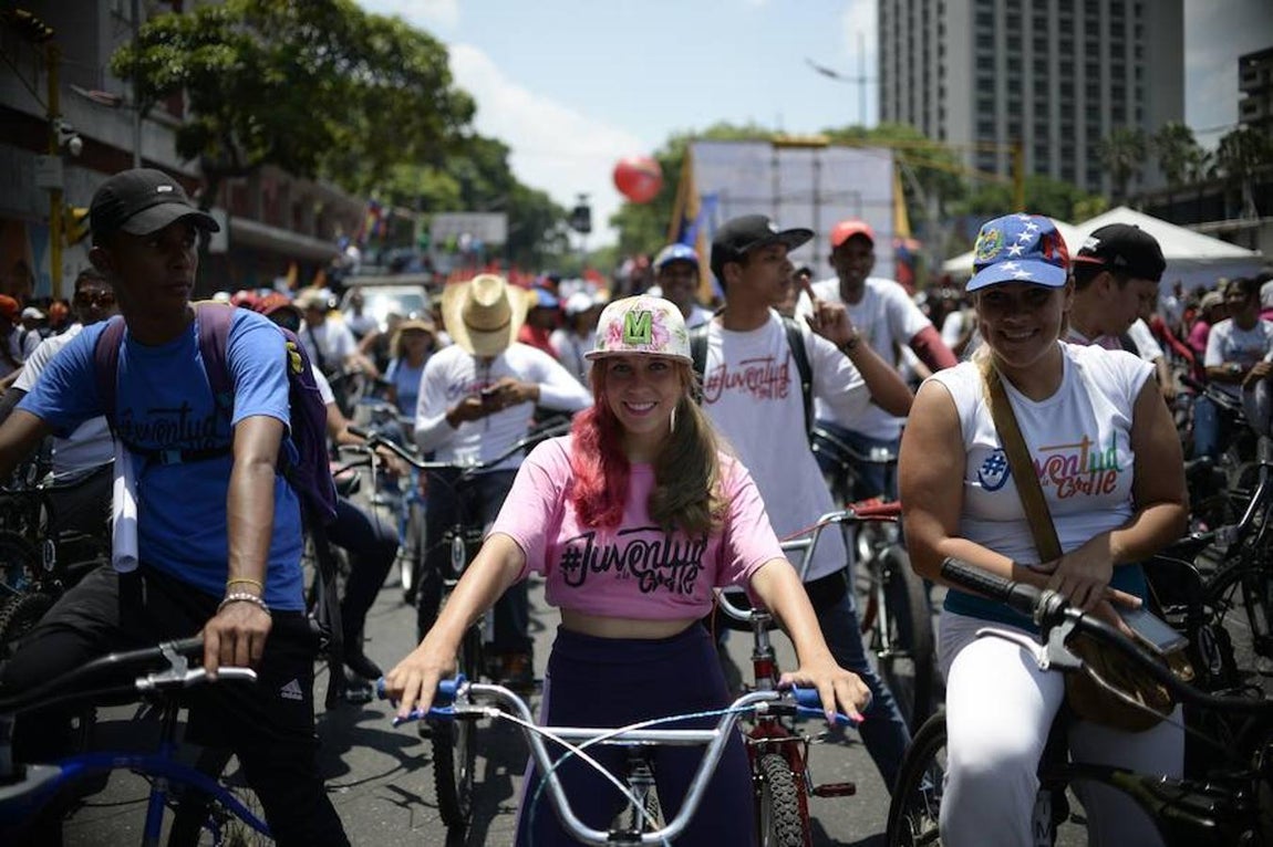 Manifestantes en Caracas contra el Gobierno de Maduro. 